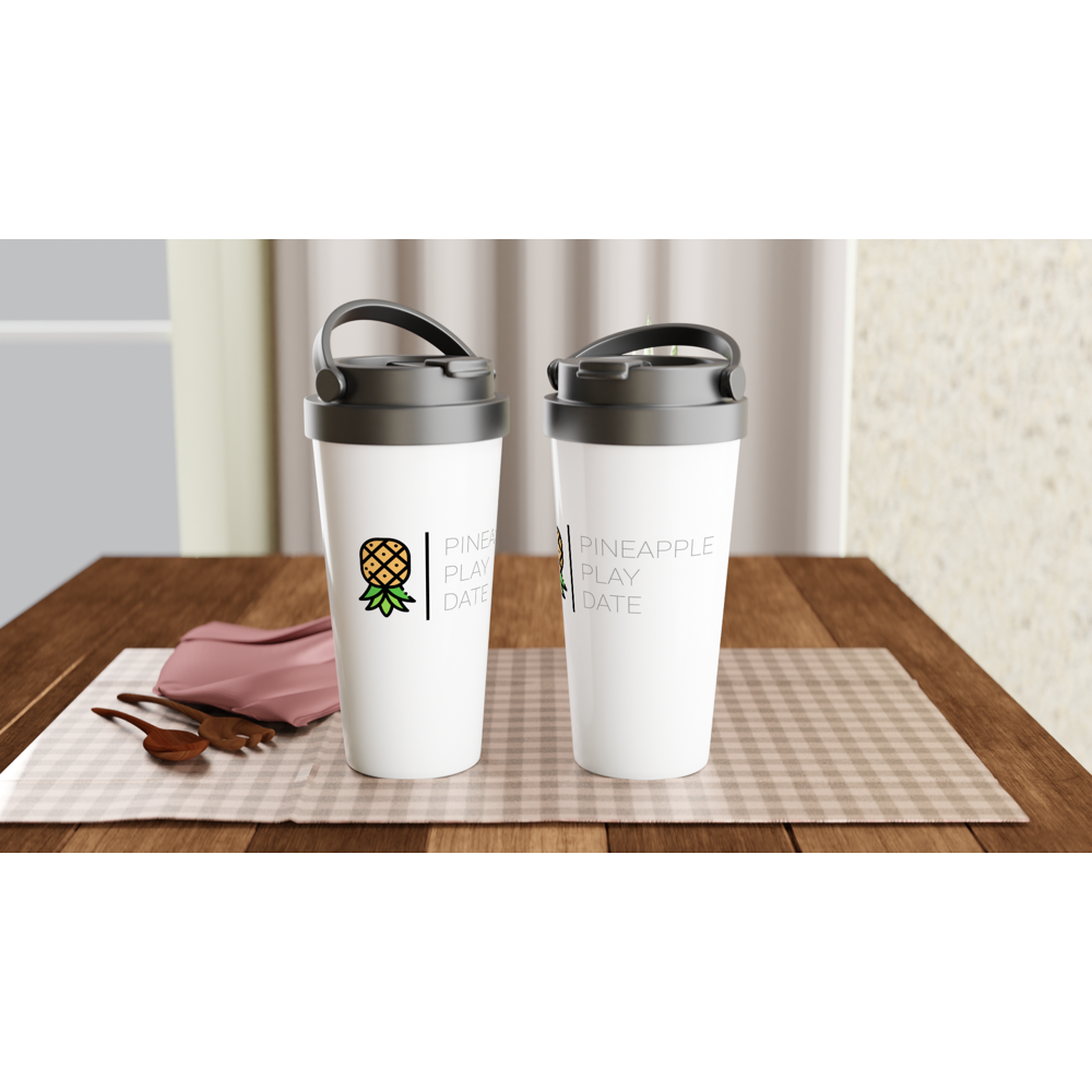 White 15oz Stainless Steel Travel Mug