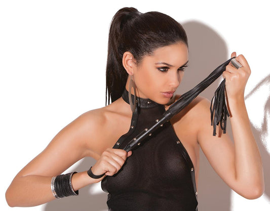 Leather Whip W- Studs On Handl